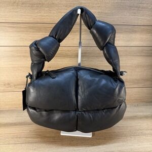 NWT Stylism Denmark Black Sheep Leather Puffer Bag Crossbody Purse